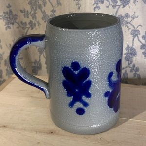 VTG Cobalt Blue & Gray Salt Glazed Stein with Measurement Marking Stein